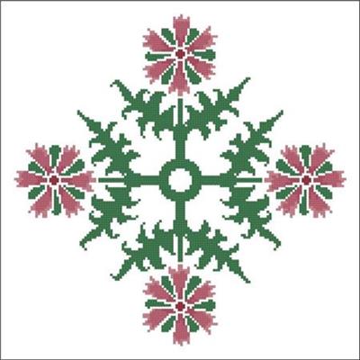 (image for) Floral Ornamental #059 Berry Red and Green